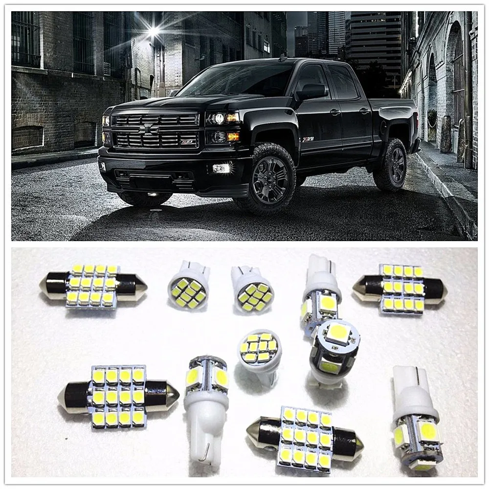 11 комплектов белые светодиодные лампы для салона Chevrolet Silverado 3500 HD 2500 Equinox 2000-2019 |