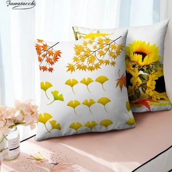 

Fuwatacchi Maple Leaves Print Pillow Case Autumn Tree and Flower Photo Cushion Cover for Home Sofa Chair Decorative Pillowcases