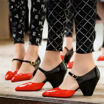 

Top Brand Sandalias Mujer 2020 Block High Heels Wedding Shoes Woman Mixed Color Gladiator Sandals Mary Jane Cutout Ladies Shoes