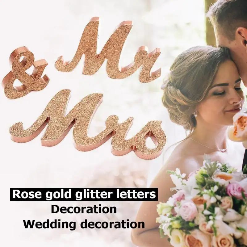 3 шт. романтический блеск MR MRS декоративные буквенные знаки реквизит для свадебной фотографии набор доска+ фанера свадебные аксессуары