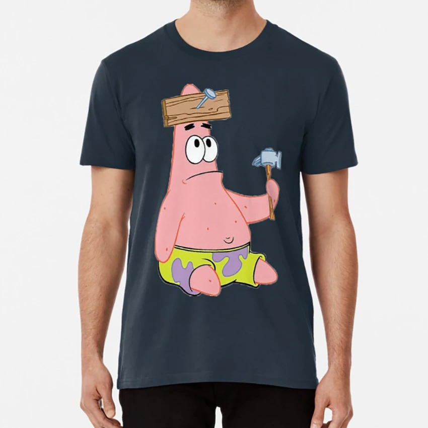 パトリックスター Tシャツパトリックスター建設ネイルヘッドハンマー愚かな T Shirts Aliexpress