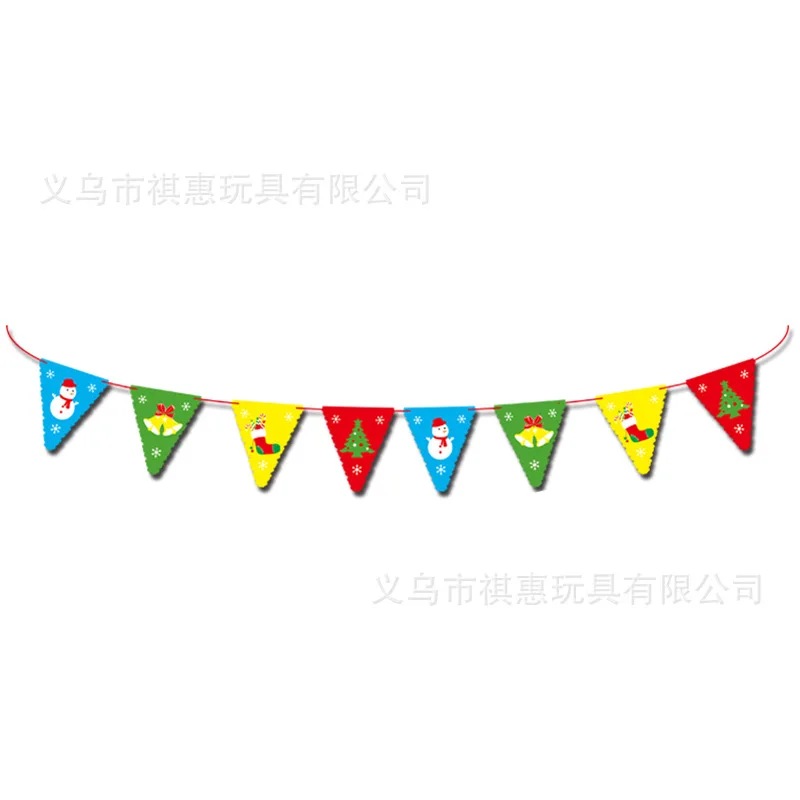 Christmas Decoration New Style Santa Claus Hanging Flag Color Pennants Showcase Banner Flag Holiday Dressing up Wholesale