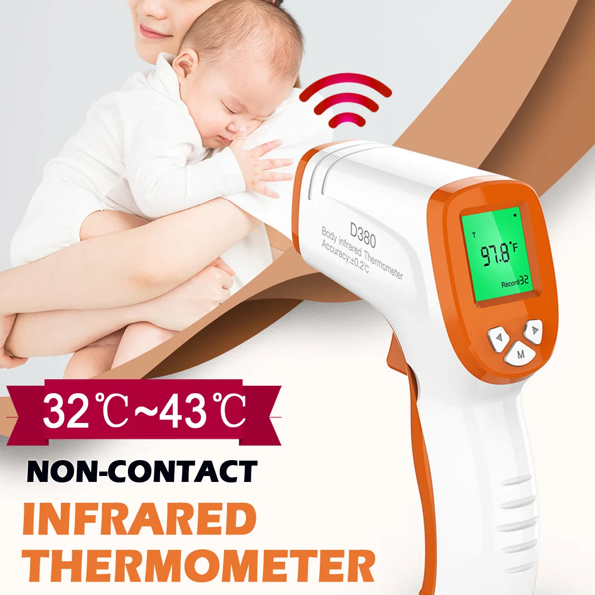 

LCD Display Non-contact Infrared Thermometer Digital IR Laser for Gun High Accuracy Temperature Tester w/CE certification