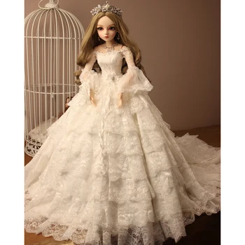 

60cm 1/3 BJD Dolls Mechanical Joints Wedding Dress Doll Set Diy Doll Girls - Ivory (Included Eyes Handmade Makeup Full Clothes )
