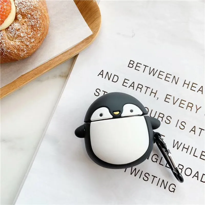 Penguin 67 Чехол для AirPods с мультяшным рисунком, чехол для наушников для Apple Airpods 2, чехол для зарядки, защитные аксессуары, крючок карабина - Цвет: Penguin 67