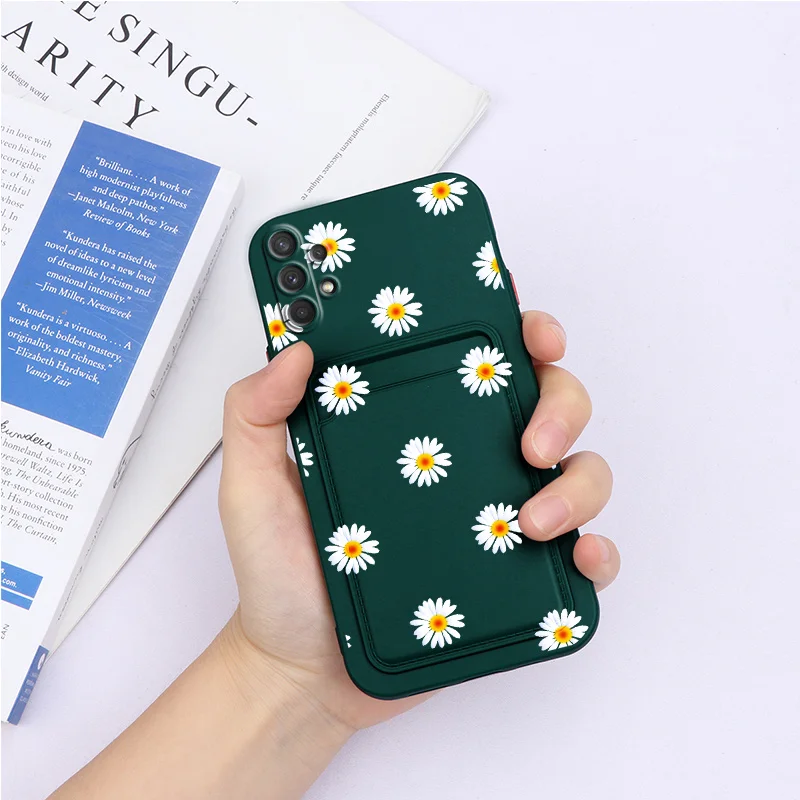 For Samsung A32 4G 6.4'' Case Flower Silicone TPU Back Cover For Samsung A32 5G 6.5'' A 32 a32 Wallet Cover Card Holder Fundas samsung silicone
