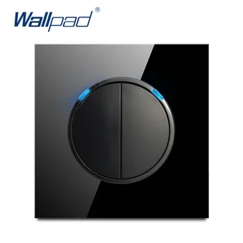 

Wallpad 2019 New Arrival 2 Gang 1 Way Random Click Push Button Wall Light Switch With LED Indicator Crystal Glass Panel 16A