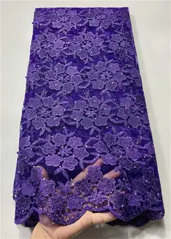 

Royal blue African Lace Fabric Embroidered Nigerian Laces Fabric Bridal High Quality French Tulle Lace Fabric For Women Dress