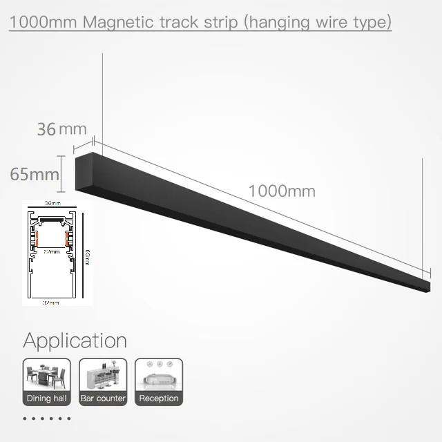 Алюминиевые потолочные встраиваемые подвесные креативные 0,5 м 1 м светодиодный фонарики на магните направляющие потолочные светильники - Испускаемый цвет: 1M Suspended track