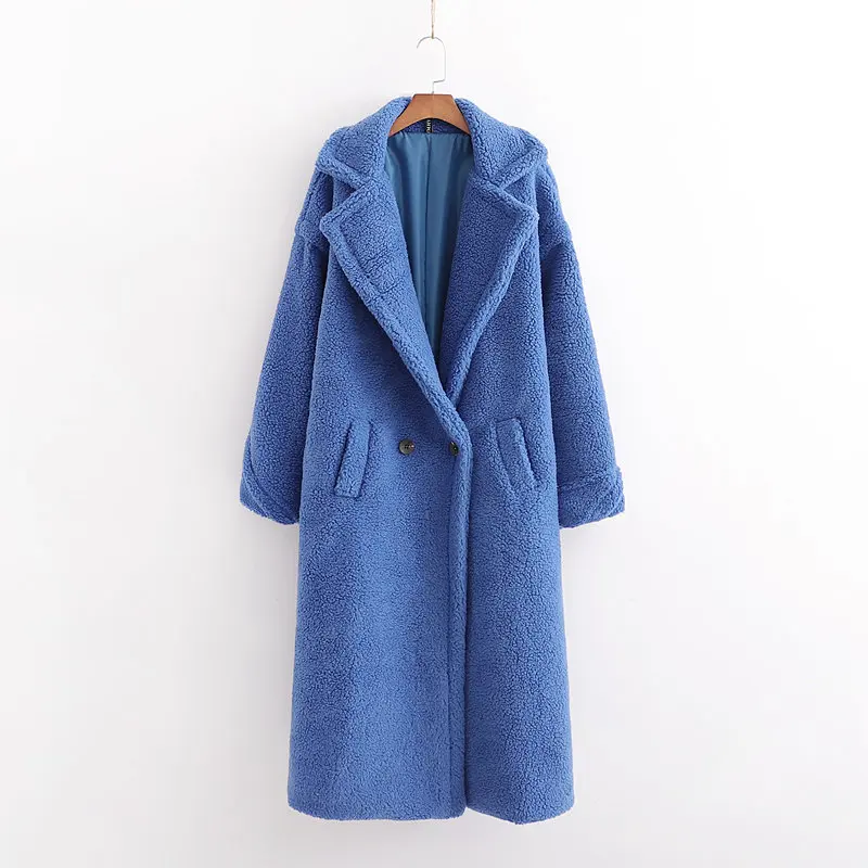 Женское длинное пальто из овечьей шерсти размера плюс, теплое плюшевое пальто, офисный кардиган, женские шерстяные пальто, женские пальто из искусственного меха, chaquetas mujer