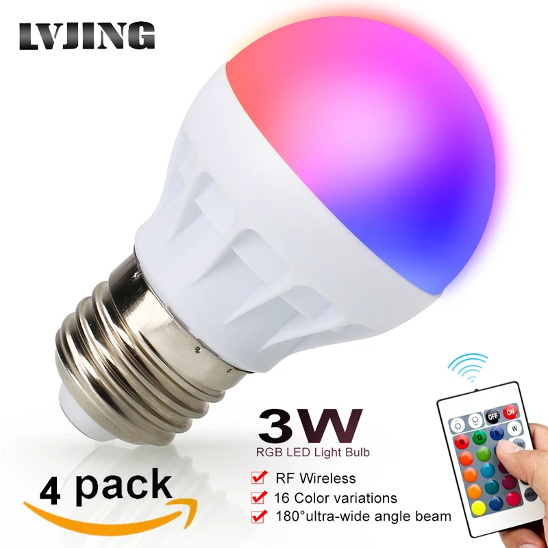 

E27 LED 16 Color Changing RGB Magic Led Bulb 3W 85-265V RGB Led Lamp Spotlight with IR Remote Control LED Bulbs For Home Holiday