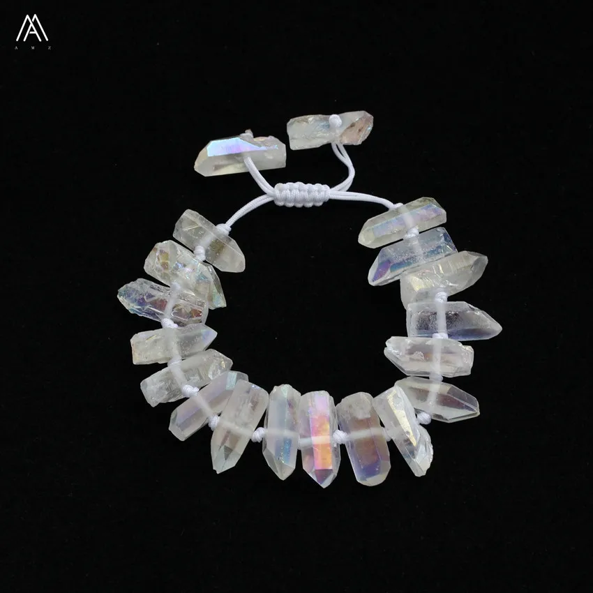 

AB Titanium Crystal Quartz Briolettes Handmade Bracelet Adjust,Point Beads Knotted Bracelet For Girl Friendship Gift YYX-CT-108