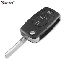 Keyyou Vervanging 3 Knoppen Flip Autosleutel Case Shell Fob Voor Audi Tt A4 A6 A8 Quattro Met Blade CR1620