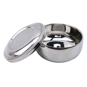 

1pc Superior 2020 Big 10cm New Fashion Stainless Steel Double Layer Cup Shaving Cup Lid For Shaving Brush Hot Sale