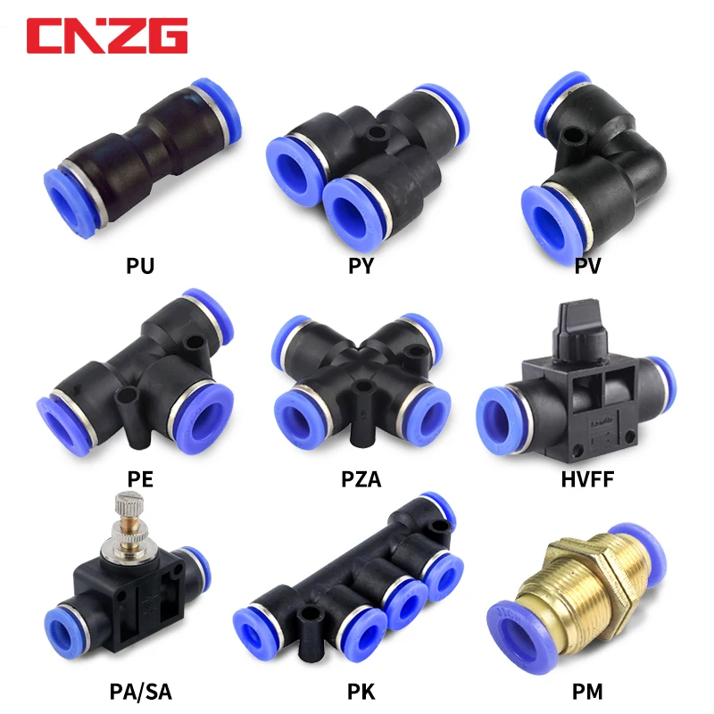 Straight Push in Pneumatic Air Quick Fittings Connector Black for 8mm Tube Hose 