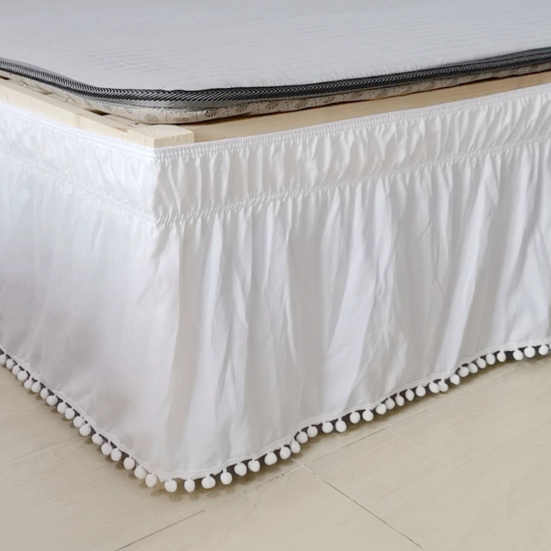 Durable Twin//Full//Queen//King Size Bed Skirt with Tassels Elastic Band Bed Skirt Bed Cover Without Surface Hotel Bed Cover Bedding Decor Bedroom Color : Balck, Size : Twin 100x200x40cm