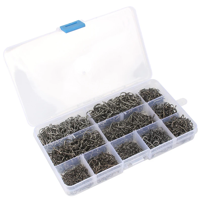 

1600pcs/Box Fishing Hook With Barbs Connectors Fish Terminal Tackle Tools Set