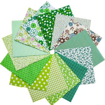 

14 Pcs/lot 50x50 Green Printed Cotton Fabric Sewing Quilting Fabrics Basic Quality for Patchwork Needlework DIY Handmade Cloth