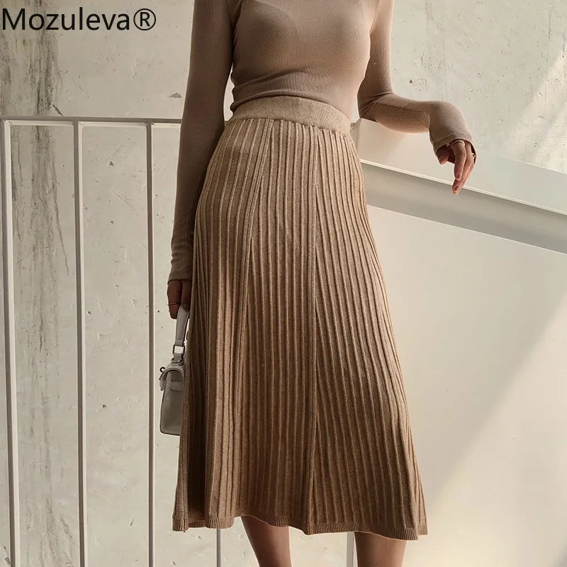 Женская трикотажная юбка-трапеция Mozuleva юбка-свитер с эластичным поясом на осень