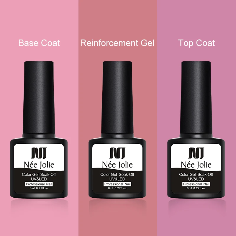 

NEE JOLIE 8ml Reinforcement Gel White Color Semi-transparent Nail Protector Nail Thickness Enhancer Soak Off Nail Art UV Gel