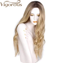 Энергичные длинные волнистые синтетические парики омбер блонд парик для женщин натуральная средняя часть ежедневно/Косплей Высокая температура волокна волос