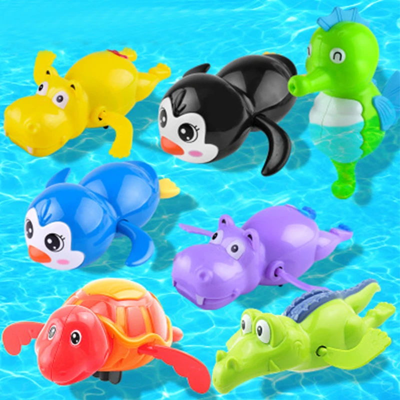 1Pcs Random Color Cute Animal Bath Fish Wind Up Toys Running Clockwork Classic Toy Bathing Toy Newborn Spring Toys For Children
