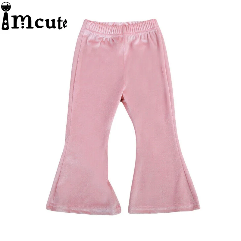 Newborn Toddler Baby Girl Bell Bottom Pleuche Pants Kids Long Flare