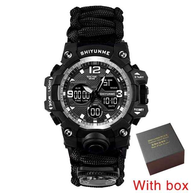 Reloj digital militar táctico para hombre, supervivencia 23 en 1,  multifuncional, militar, al aire libre, impermeable, camuflaje, deportes,  doble