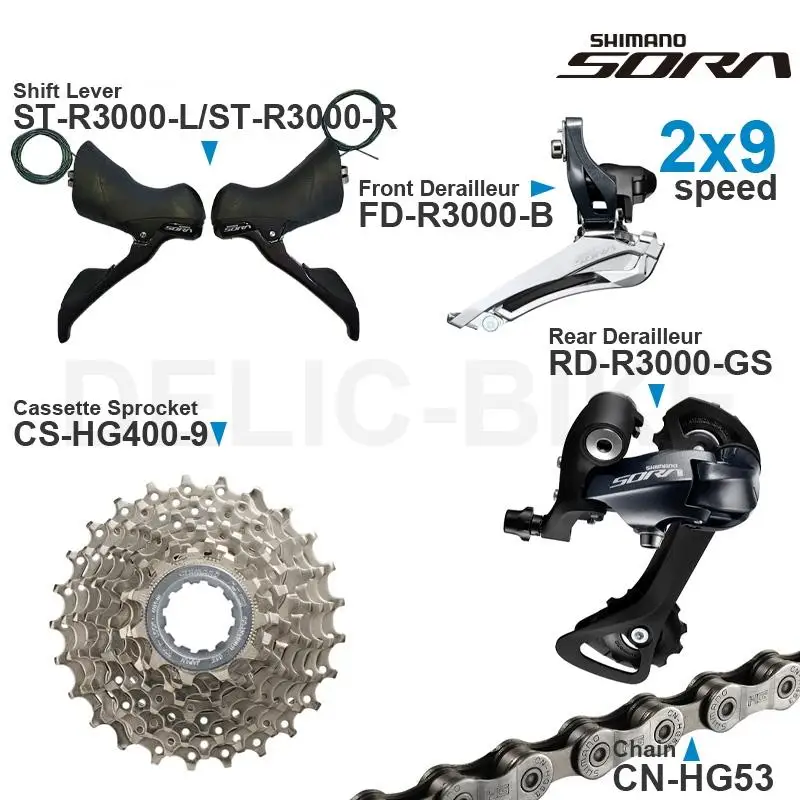 Derailleur Trasero Serie SHIMANO SORA R3000 De 9 Velocidad RD