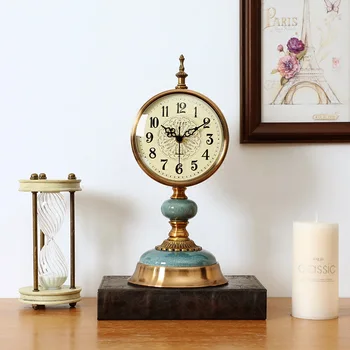 

Retro Table Clocks Vintage Decorative Table Clock Metal Silent Luxury Clock On The Desk Classical American Style Desk Clock Home