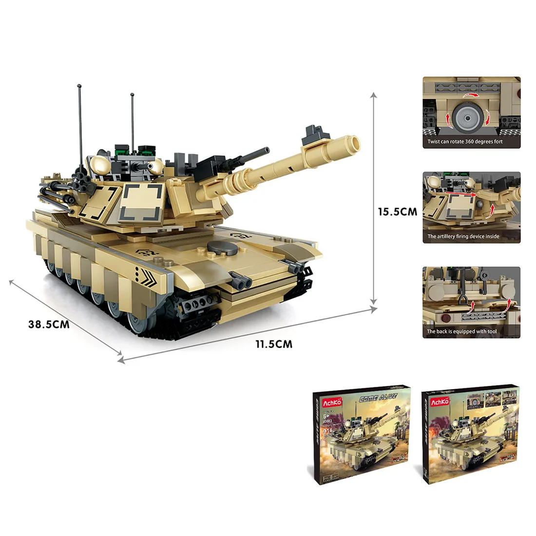 

914Pcs MOC DIY Tank Building Blocks Model Small Particle Bricks Toy Gift