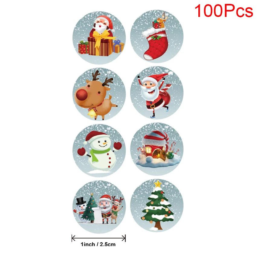 100-500pcs Merry Christmas Handmade Sticker Card Gift Box Package Santa Thank You Stickers Envelope Seal labels New year decor 