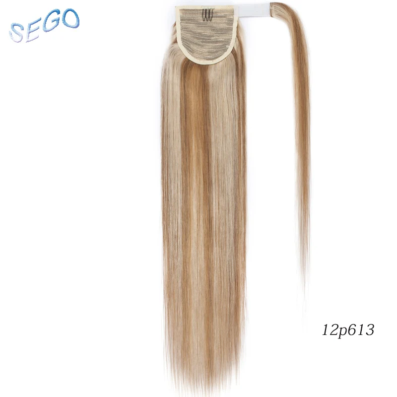 P8/613 SEGO 1"-22" 80 г-95 г натуральные человеческие волосы для наращивания, не Реми, бразильские волосы на заколках, обмотка вокруг хвоста пони для женщин - Цвет: P8/613