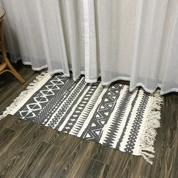 

Cotton Tassel Bedroom Carpet Thicken Hallway Doormat Non-slip Living Room Floor Mats Machine Washable Kitchen Rug Home Decor