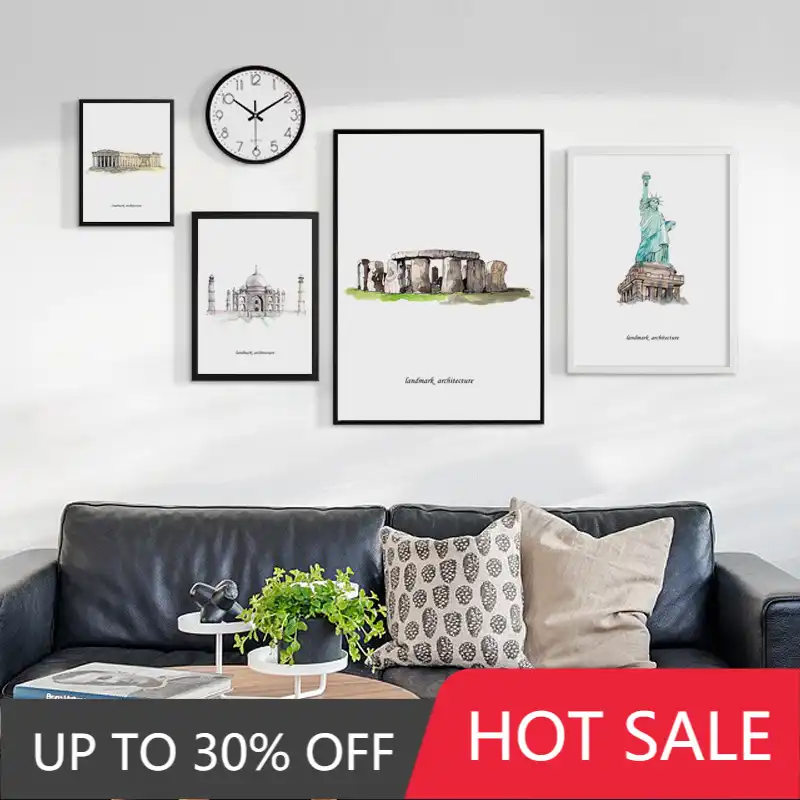 世界的に有名な建築観光風景キャンバス絵画アートの絵の壁画壁の装飾 Painting Calligraphy Aliexpress