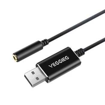 

Veggieg USB o Adapter External Sound Card with 3.5mm Headphone and Microphone Jack for Windows/Mac/Linux/Pc/Laptops/PS4