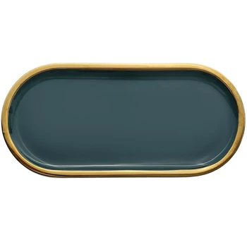 

Ceramic Marble Storage Tray Europe Food Fruit Breakfast Oval Plate Jewelry Tray Dessert Dish Decoration