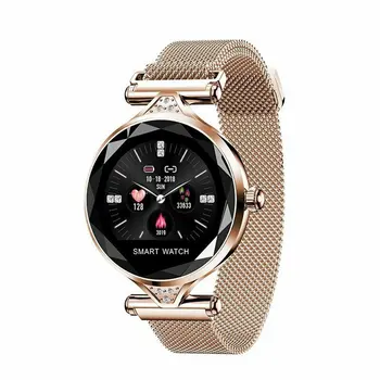 

Women's Gift Waterproof Sport Pedometer Diamond Edge Round Screen Smart Bracelets Heart Rate Monitor Fitness Tracker New Fashion