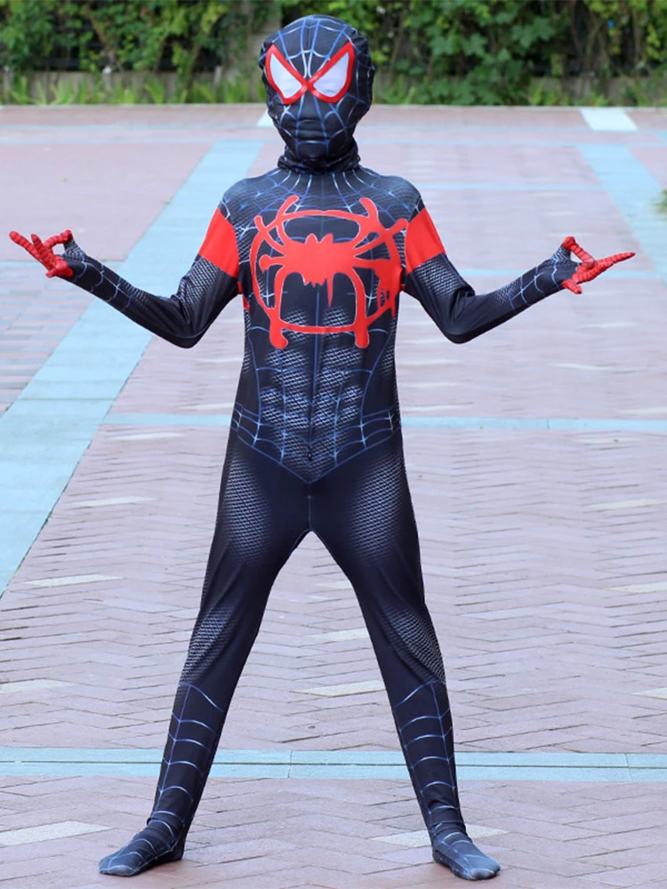 Человек-паук черный Веном ребенок взрослый супер герой лайкра сталь человек паук Одежда Герой зентай Хэллоуин костюм и маска
