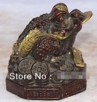 

++++ free shipping Marked Bronze Gilt Wealth YuanBao Money Jin Chan Gold Cicada Spittor Coin Statue