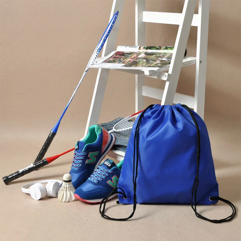 Сумка для хранения в тренажерном зале нейлоновый рюкзак для верховой езды на шнурке водонепроницаемая одежда для маленьких детей игрушки для путешествий белье для стирки косметичка - Цвет: Синий