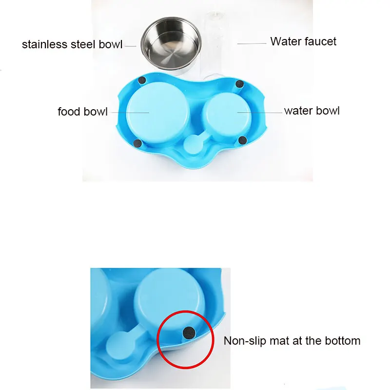 Personalized Portable Pet Products PP Plastic And Stainless Steel Pet Bowl Dog Food Bowl Dog Stuff Dog Water Bottle Cat Bowl