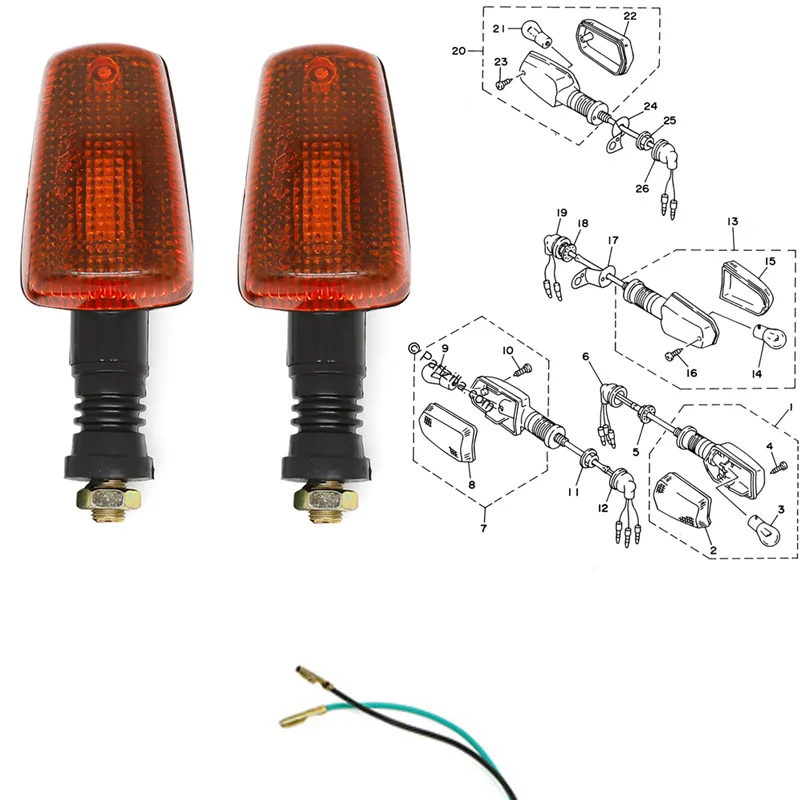 Pack Of 2 Motorcycle Rear Turn Signal Light For Yamaha Tw200 Xt225