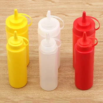 

Sauce Vinegar Oil Ketchup Gravy Cruet Kitchen Accessories Gravy Boat Plastic Condiment Dispenser 8oz 12oz Squeeze Bottle