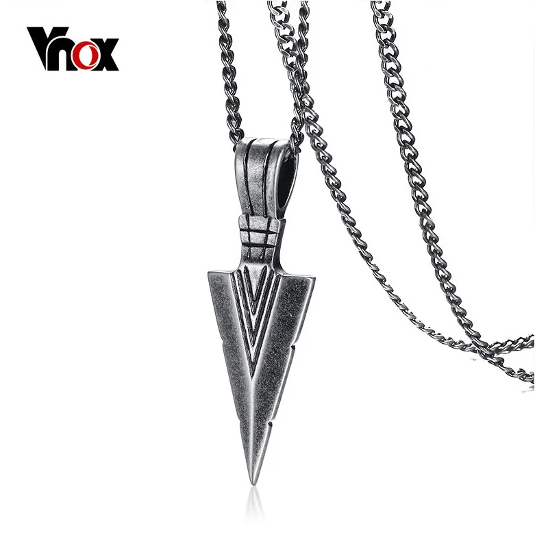 Vnox Vintage Rock Striking Men's Spearhead Arrowhead Pendant Necklace for Men Special Surf Bike Stainless Steel Jewelry | Украшения и