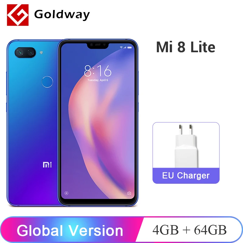 Глобальная версия Xiaomi Mi 8 Lite 4 Гб ОЗУ 64 ПЗУ мобильный телефон Восьмиядерный