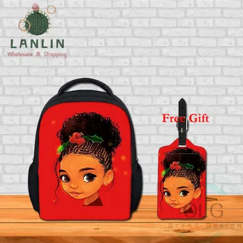 

LANLIN Fast Shipping Afro African Baby Girl School Backpack for Kids Cute Cartoon Storage Schoolbag Children Girls Cute Book Bag