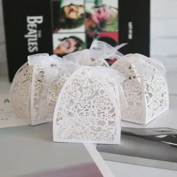 

Flower design Wedding favors Candy Box Laser cut Wedding Dragee Box Gift Bag Birthday Party Cookie Box for Guests