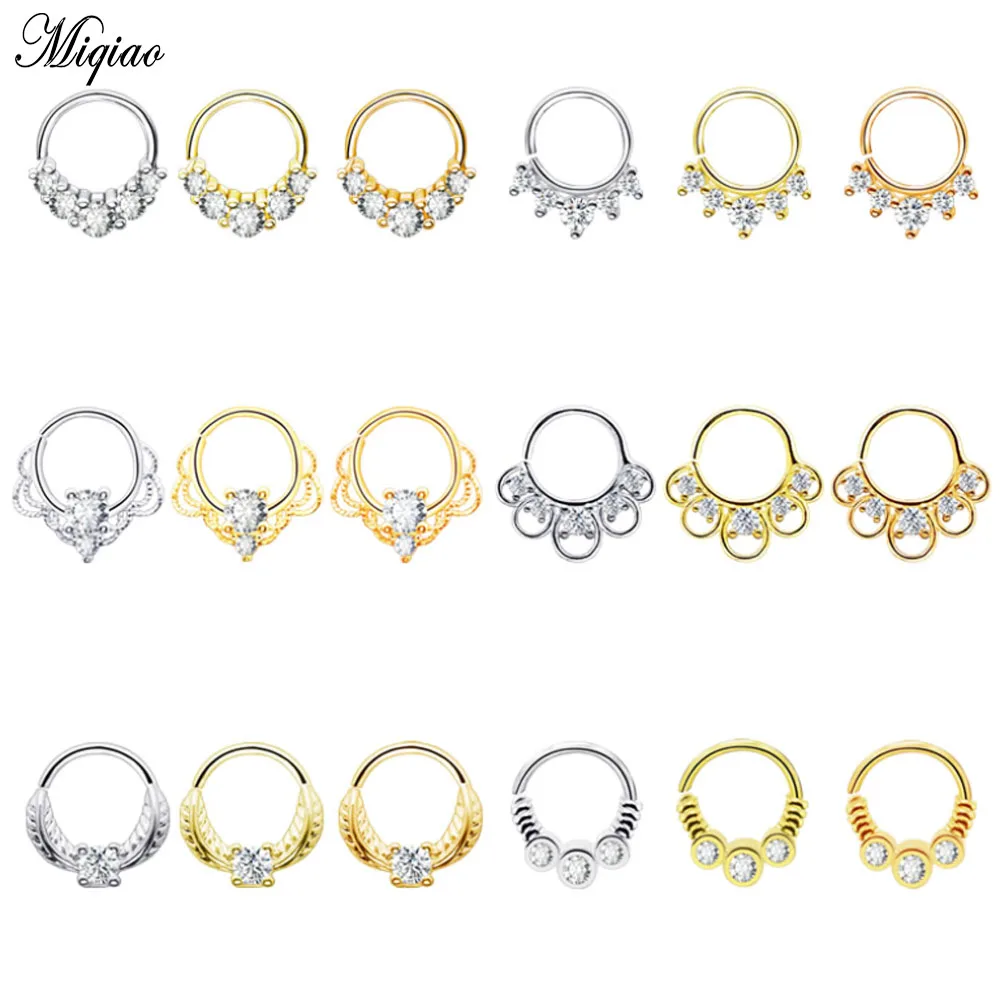 

Miqiao 2pcs Human Body Piercing Jewelry New Real Gold-plated Opening Multi-purpose Nose Ring Diaphragm Ring Ear Bone Nails