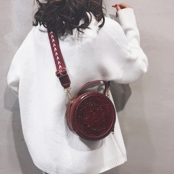 

Retro Round Leather Bags 2020 Women Luxury Handbag High Quality Luxury Louis Brand Shoulder Messenger Bag Vintage Bags Sac Femme